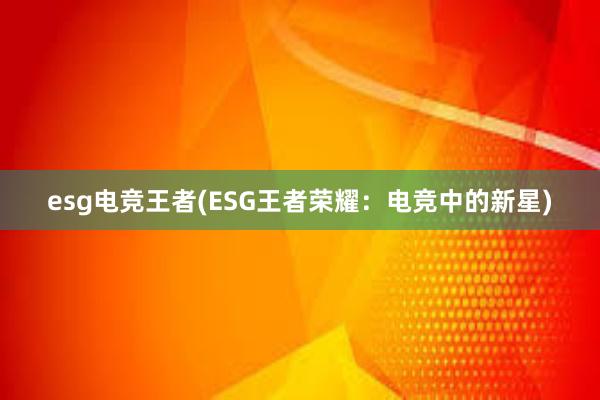 esg电竞王者(ESG王者荣耀：电竞中的新星)