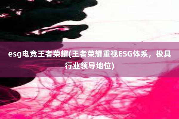 esg电竞王者荣耀(王者荣耀重视ESG体系，极具行业领导地位)