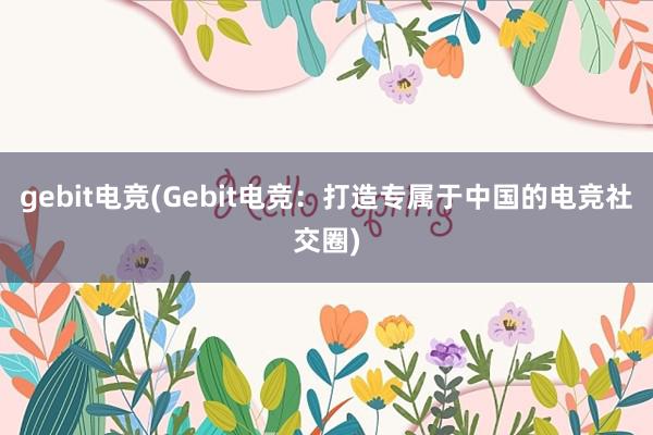 gebit电竞(Gebit电竞：打造专属于中国的电竞社交圈)