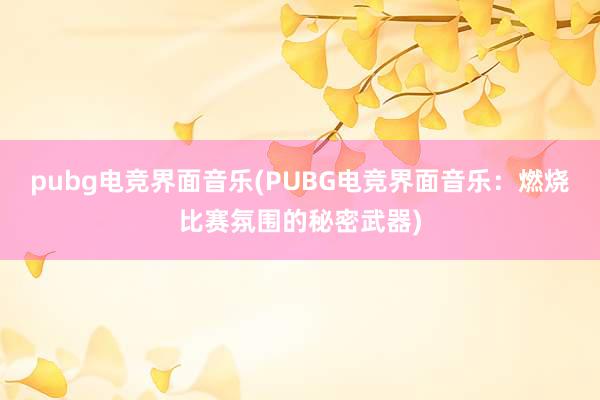 pubg电竞界面音乐(PUBG电竞界面音乐：燃烧比赛氛围的秘密武器)