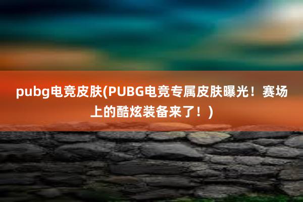 pubg电竞皮肤(PUBG电竞专属皮肤曝光！赛场上的酷炫装备来了！)