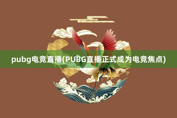 pubg电竞直播(PUBG直播正式成为电竞焦点)