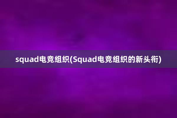 squad电竞组织(Squad电竞组织的新头衔)