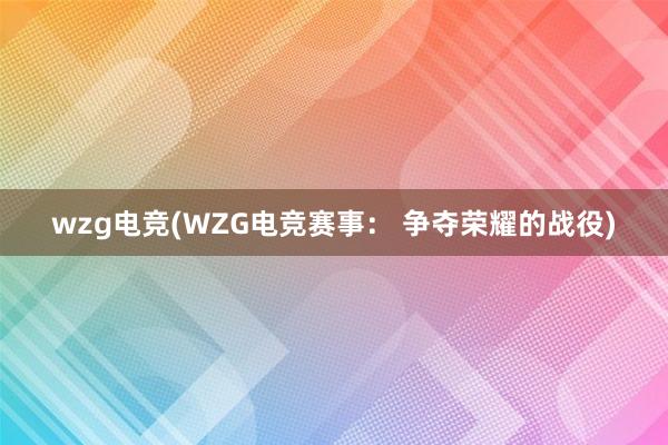 wzg电竞(WZG电竞赛事： 争夺荣耀的战役)