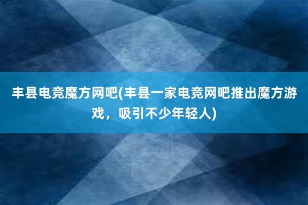 丰县电竞魔方网吧(丰县一家电竞网吧推出魔方游戏，吸引不少年轻人)