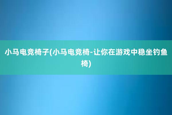 小马电竞椅子(小马电竞椅-让你在游戏中稳坐钓鱼椅)