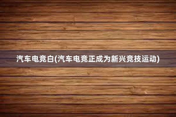 汽车电竞白(汽车电竞正成为新兴竞技运动)