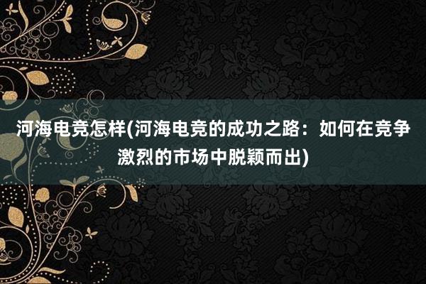 河海电竞怎样(河海电竞的成功之路：如何在竞争激烈的市场中脱颖而出)