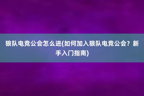 狼队电竞公会怎么进(如何加入狼队电竞公会？新手入门指南)