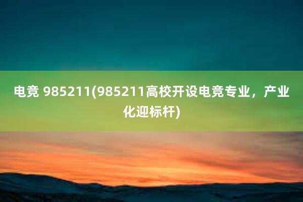 电竞 985211(985211高校开设电竞专业，产业化迎标杆)