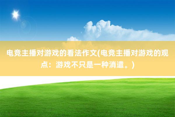 电竞主播对游戏的看法作文(电竞主播对游戏的观点：游戏不只是一种消遣。)