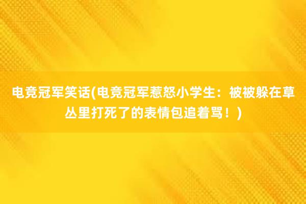 电竞冠军笑话(电竞冠军惹怒小学生：被被躲在草丛里打死了的表情包追着骂！)