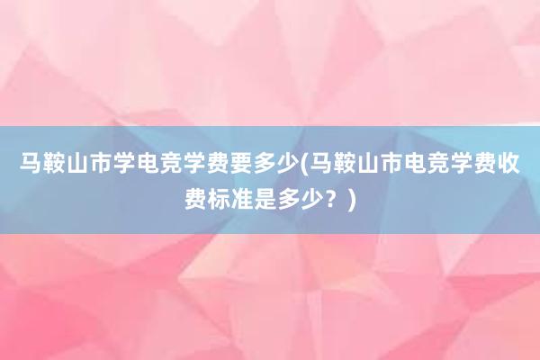 马鞍山市学电竞学费要多少(马鞍山市电竞学费收费标准是多少？)