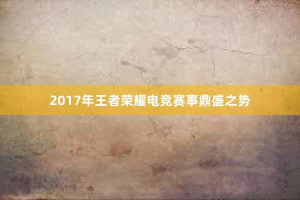 2017年王者荣耀电竞赛事鼎盛之势