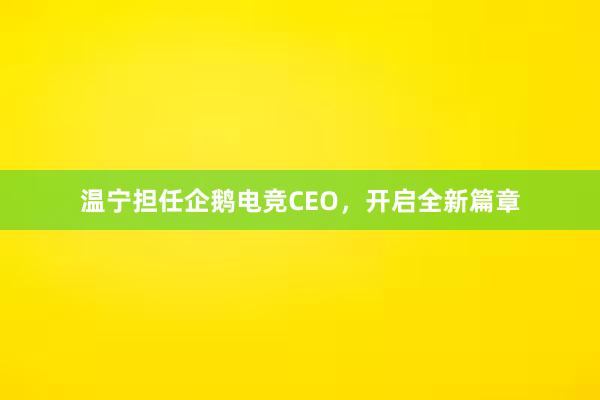 温宁担任企鹅电竞CEO，开启全新篇章