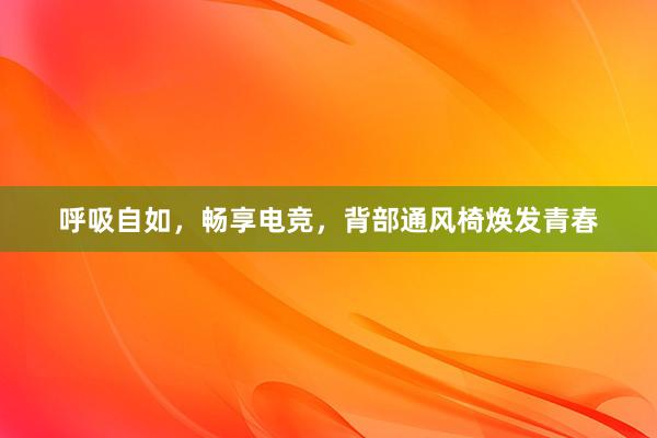 呼吸自如，畅享电竞，背部通风椅焕发青春