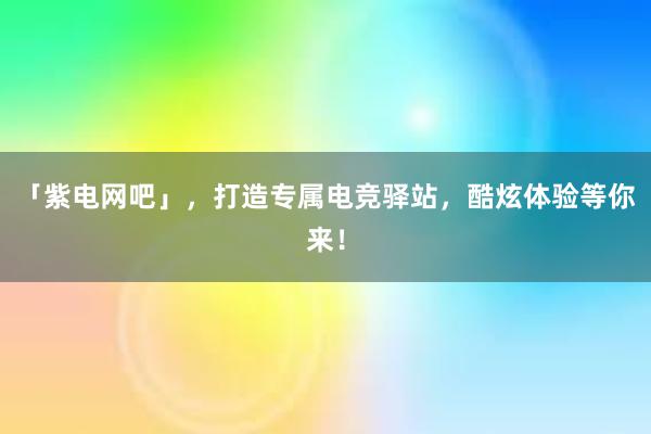 「紫电网吧」，打造专属电竞驿站，酷炫体验等你来！