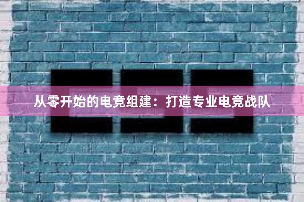 从零开始的电竞组建：打造专业电竞战队